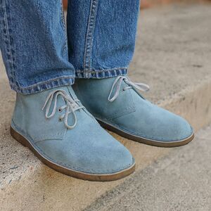 Clarks Blue Suede Chukka Lace Up Boots Shoes  Mens Size 10